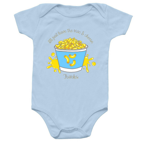 National Mac & Cheese Day Infant Onesie, a Light Blue Infant Onesie