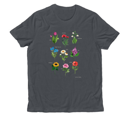 Flowers T-shirt, a Terrain Grey Allmade Organic Cotton Unisex Tee