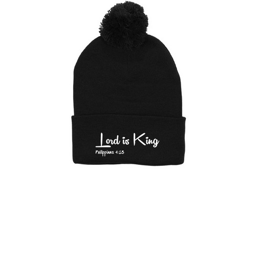 4:13, a Black Printed Pom-Pom Beanie