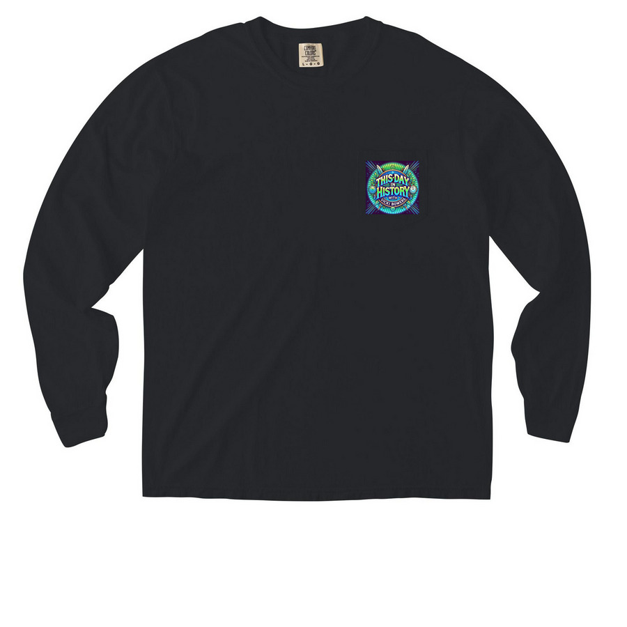 Long Sleeve Cotton Pocket Tee, a Black Comfort Colors Long Sleeve Pocket Tee