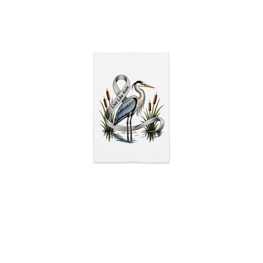 HERON GARDEN FLAG, a White 12" x 18" Yard Flag