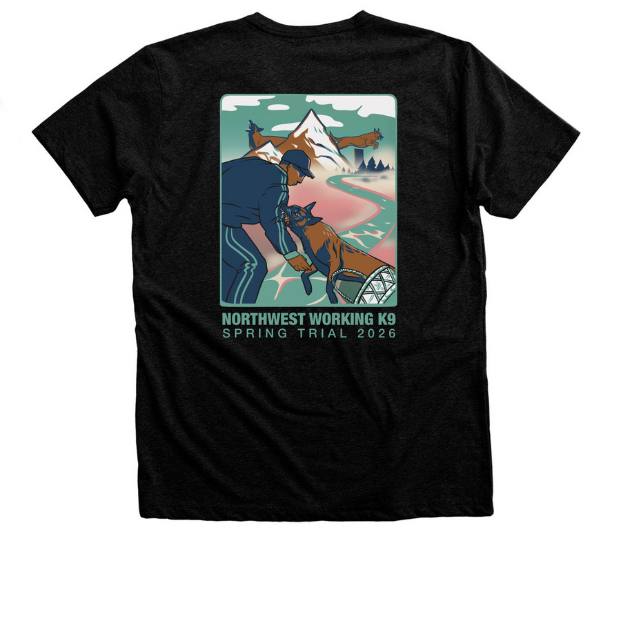 NWWK9 Spring Trial 2026, a Black Heather Premium Unisex Tee (back-view)