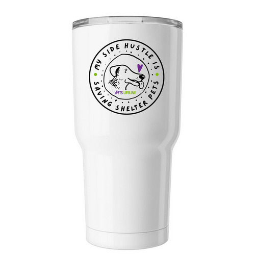 Side Hustle Dog Travel Tumbler, a White Insulated Tumbler
