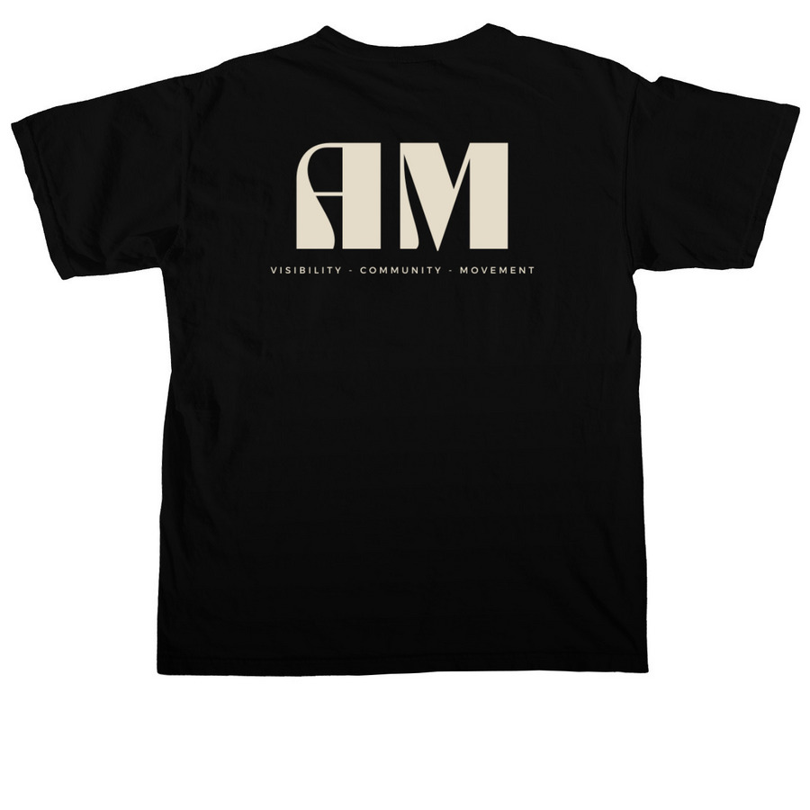 AM Company T-Shirt (Cream Logo), a Black Comfort Colors Unisex Tee (back-view)