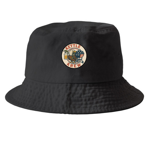 KETTLE KREW HATS, a Black Printed Bucket Hat