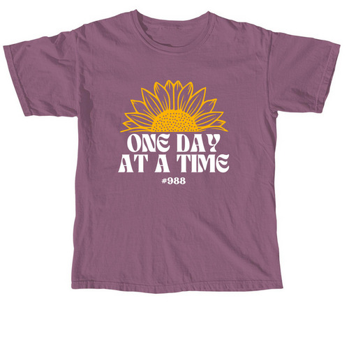 One Day at a Time, a Berry Comfort Colors Unisex Tee