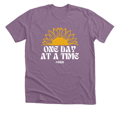 One Day at a Time, a Heather Purple Premium Unisex Tee