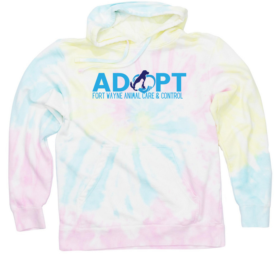 Adopt at FWACC - Blue Version, a Sunset Swirl Tie Dye Pullover Hoodie