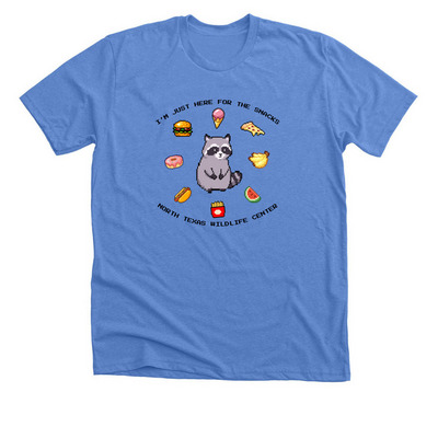 Just here for the snacks!, a Heather Columbia Blue Premium Unisex Tee