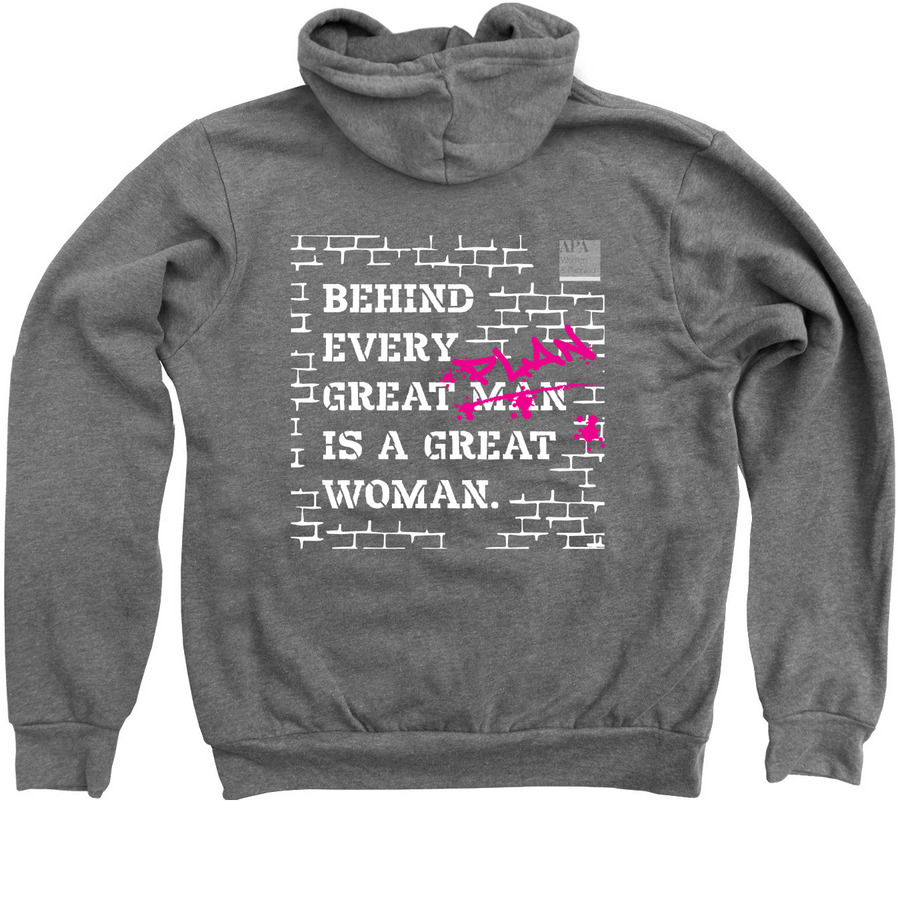 2026 Featured Design, a Deep Heather Zip Up Hoodie (back-view)