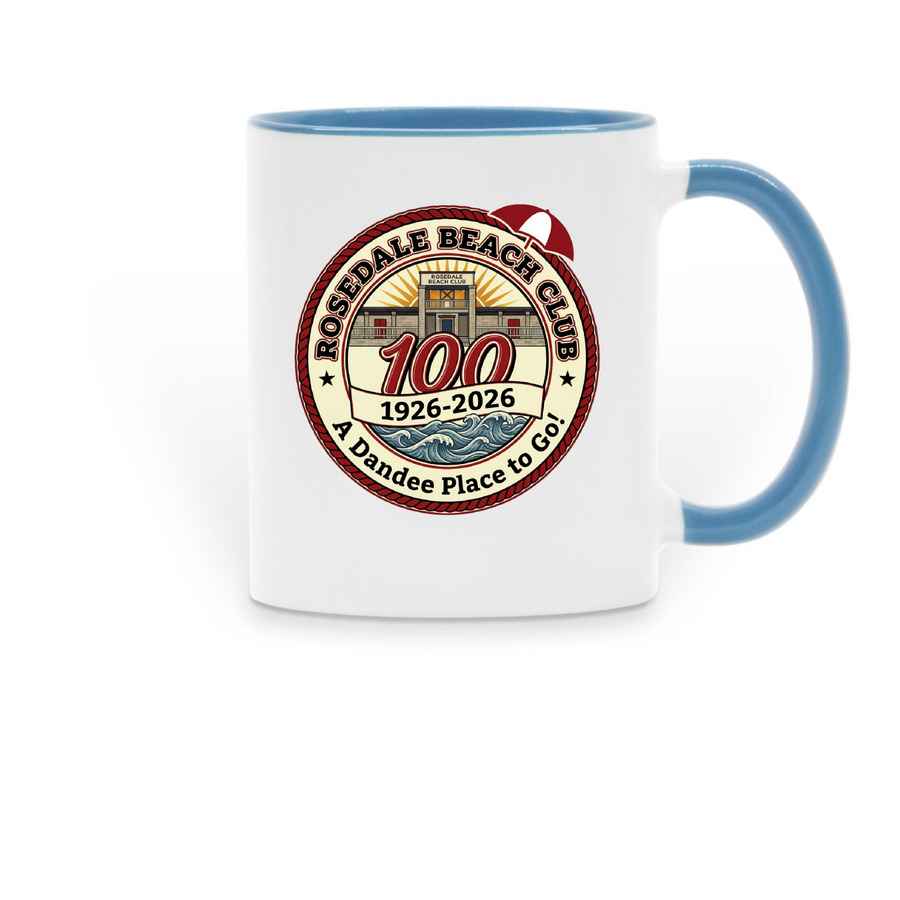 Centennial on a Mug, a Light Blue Two-Tone Ceramic Mug