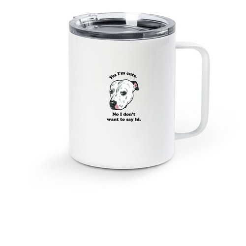 "Yes I'm Cute" Travel Mug, a White Stainless Steel Travel Mug