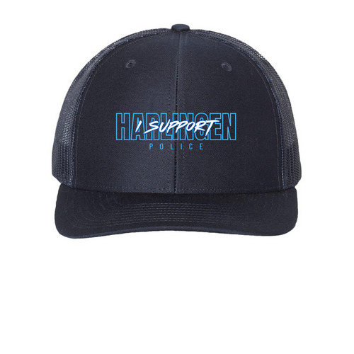 Harlingen Police Support Cap, a Navy Printed Snapback Trucker Cap