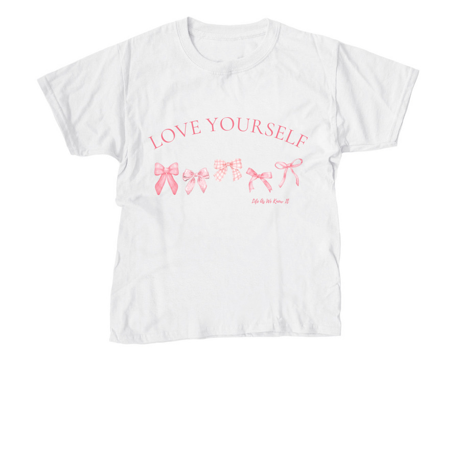 Love Yourself, a White Youth Unisex Tee