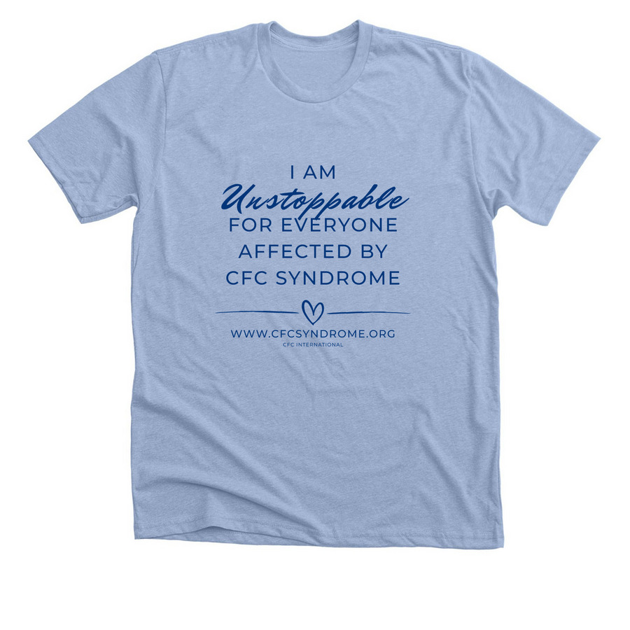 (Front Only) Everyone is Unstoppable, a Heather Baby Blue Premium Unisex Tee
