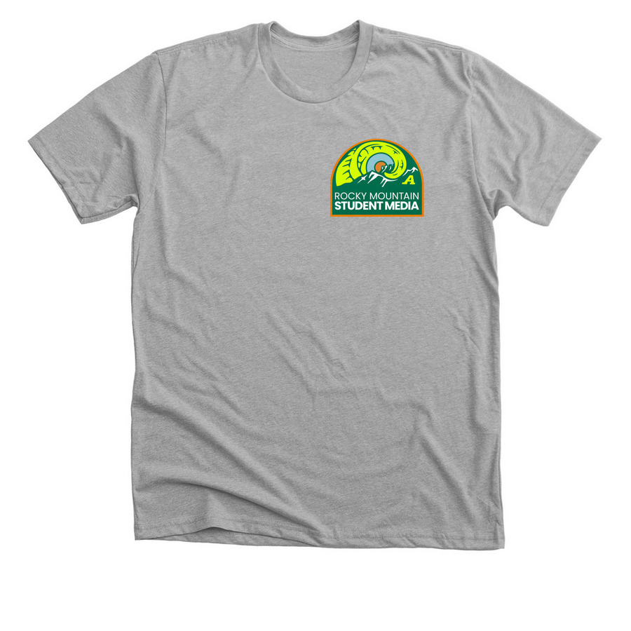 Rocky Mountain Student Media Classic Logo, a Athletic Heather Premium Unisex Tee