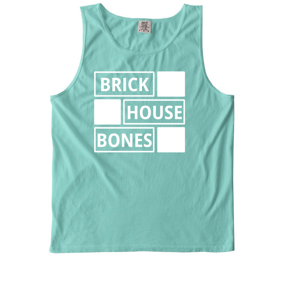Official Brick House Bones clothing., a Chalky Mint Comfort Colors Tank Top