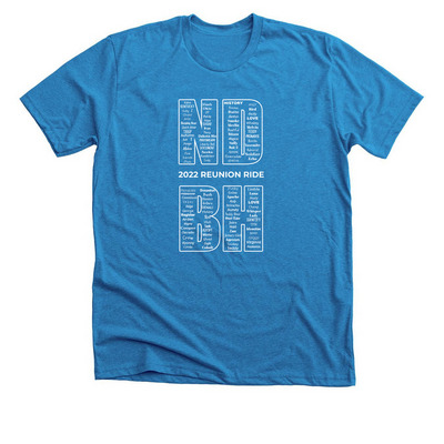 2022 NDBH Reunion Ride, a Neon Blue Premium Unisex Tee