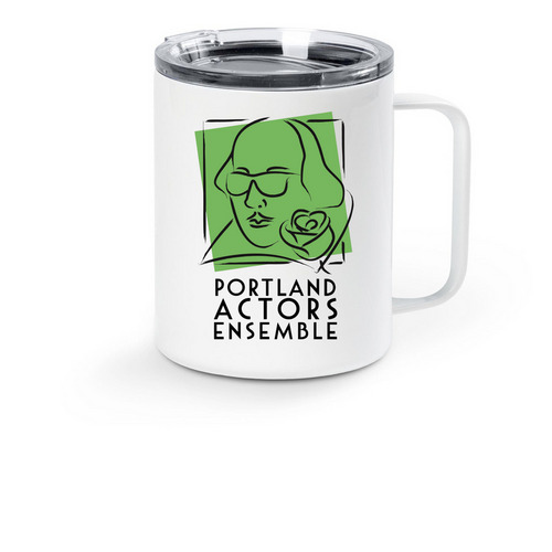 Portland Actors Ensemble Travel Mug, a White Stainless Steel Travel Mug