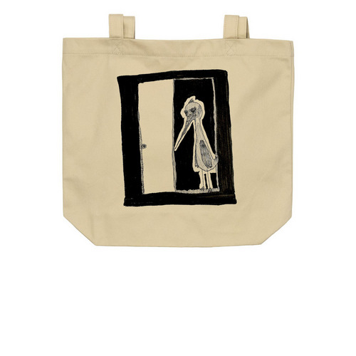 Sad Bird Tote, a Oyster Organic Cotton Tote Bag