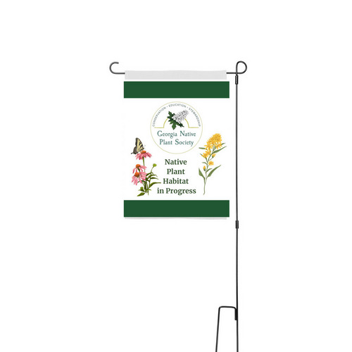 Native Plant Habitat in Progress Sign, a White 12" x 18" Yard Flag with Stake