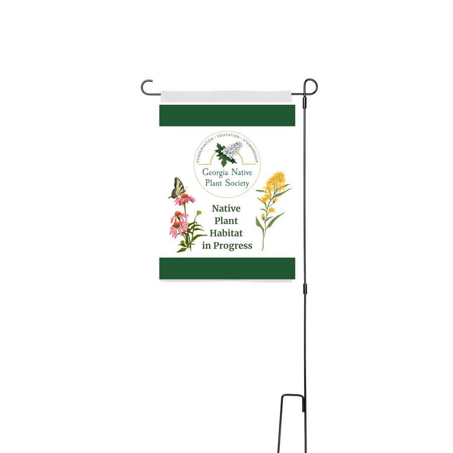 Native Plant Habitat in Progress Sign, a White 12" x 18" Yard Flag with Stake