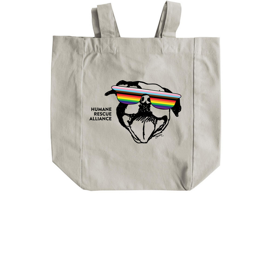 HRA Pride Cat & Dog Tote, a Natural Recycled Cotton Tote Bag (back-view)