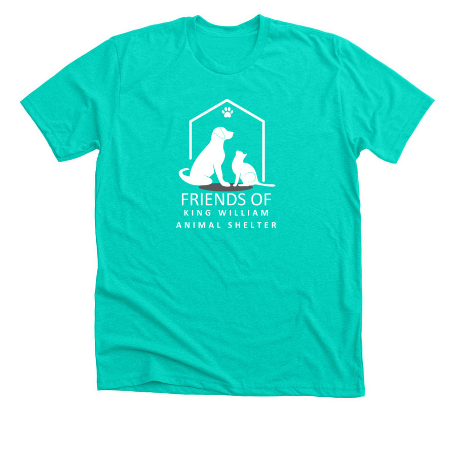 White Logo, a Heather Sea Green Premium Unisex Tee