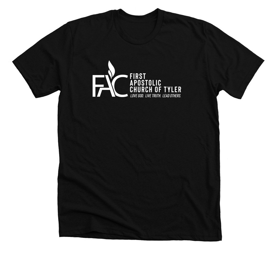 FAC White Front Logo Love, Live, Lead, a Solid Black Blend Premium Unisex Tee