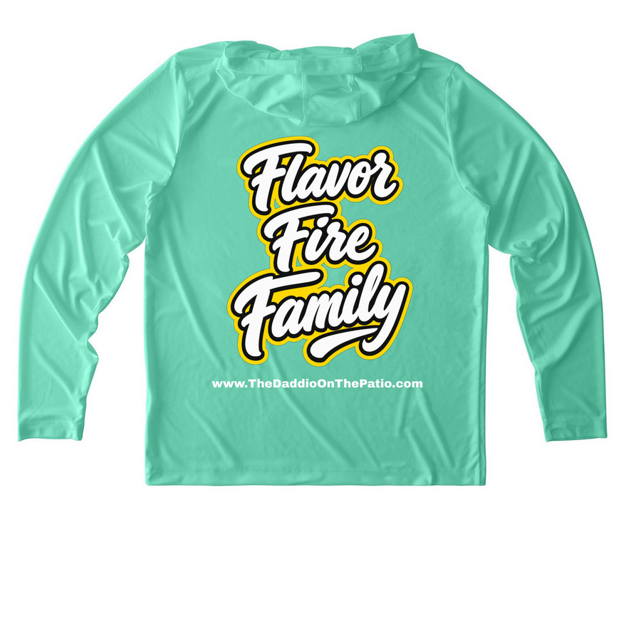 UV Lightweight Hoodie, a Bright Seafoam UV Performance Long Sleeve Hoodie (back-view)