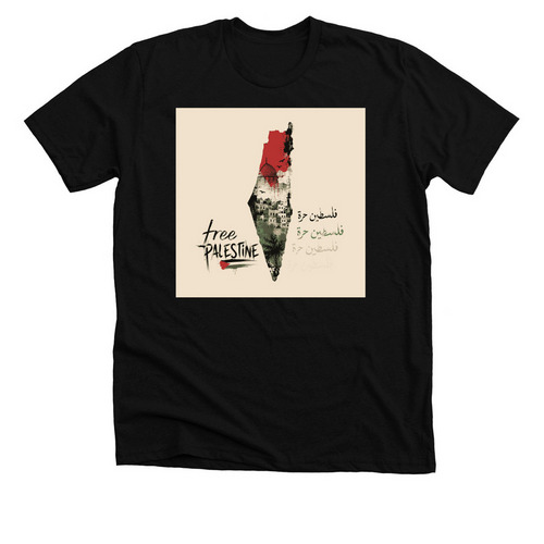 Free Palestine, a Solid Black Blend Premium Unisex Tee