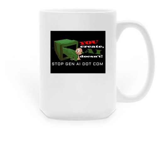 You Create, AI Doesn't by ginzhizhawizi.net, a White Large Coffee Mug