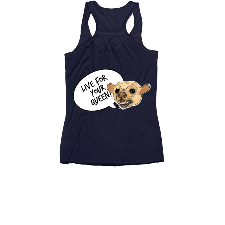 Trash Talk: Live for Your Queen!, a Navy Women's Racerback (back-view)
