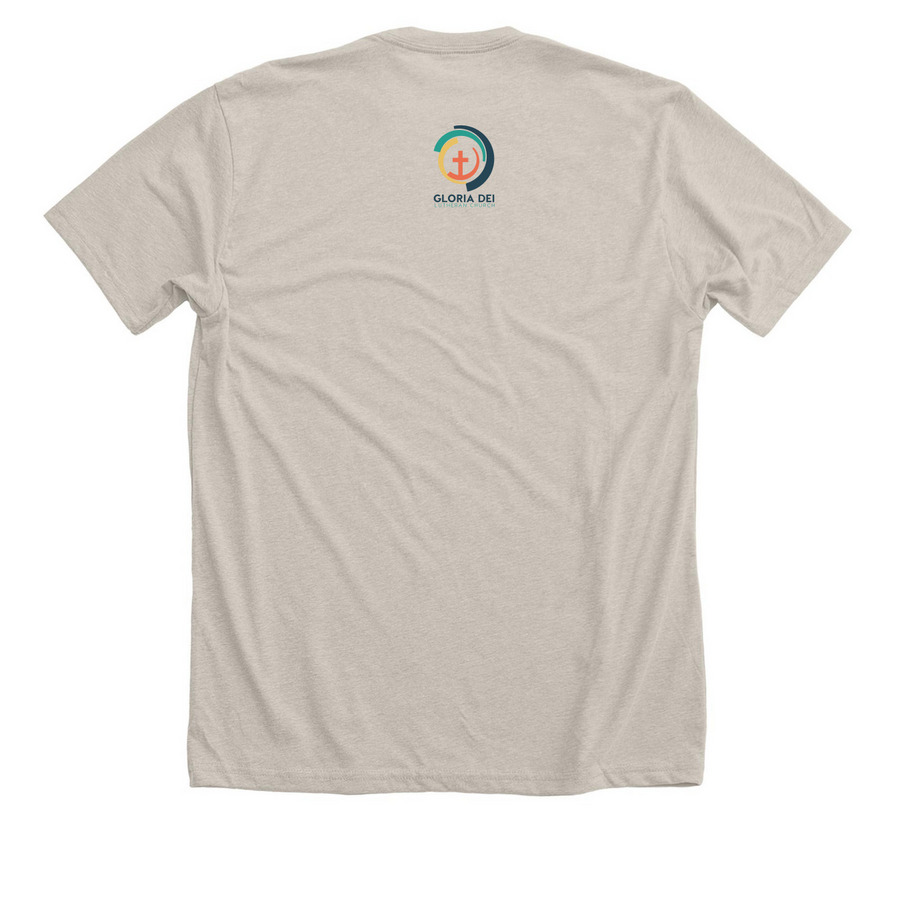 Gloria Dei - Pride, a Heather Dust Premium Unisex Tee (back-view)