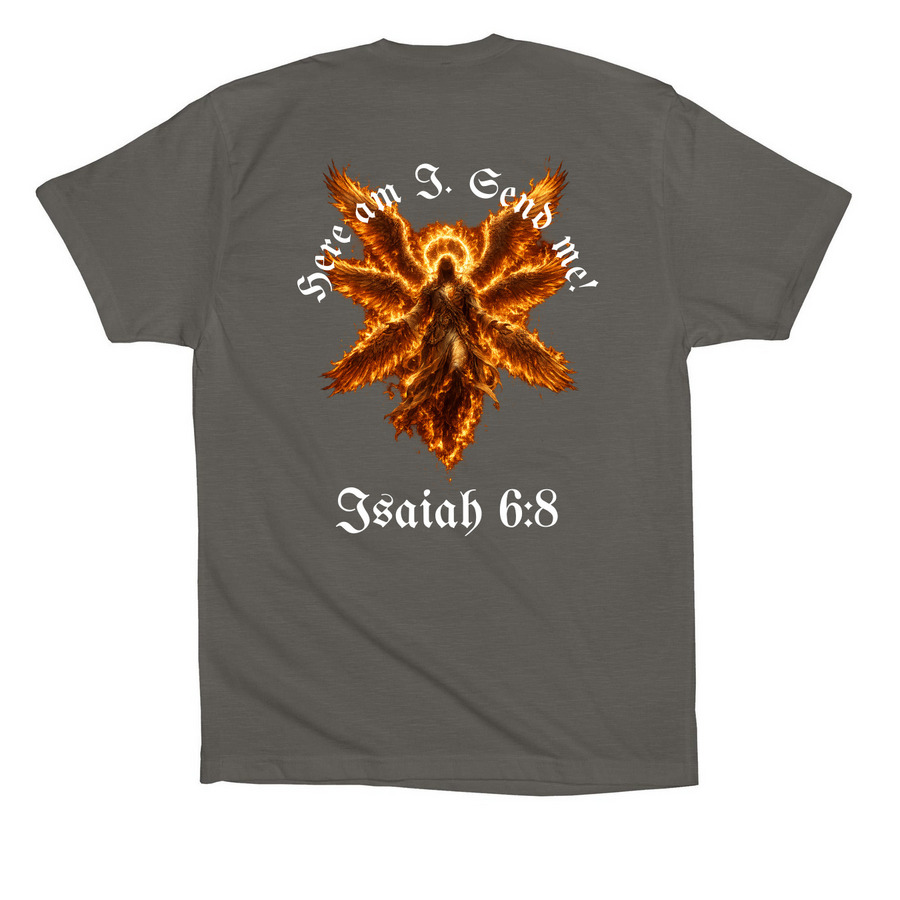 Send Me!, a Asphalt Premium Cotton Tee (back-view)