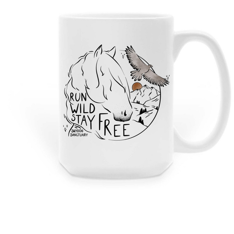 Run Wild Stay Free Mug, a White Large Coffee Mug