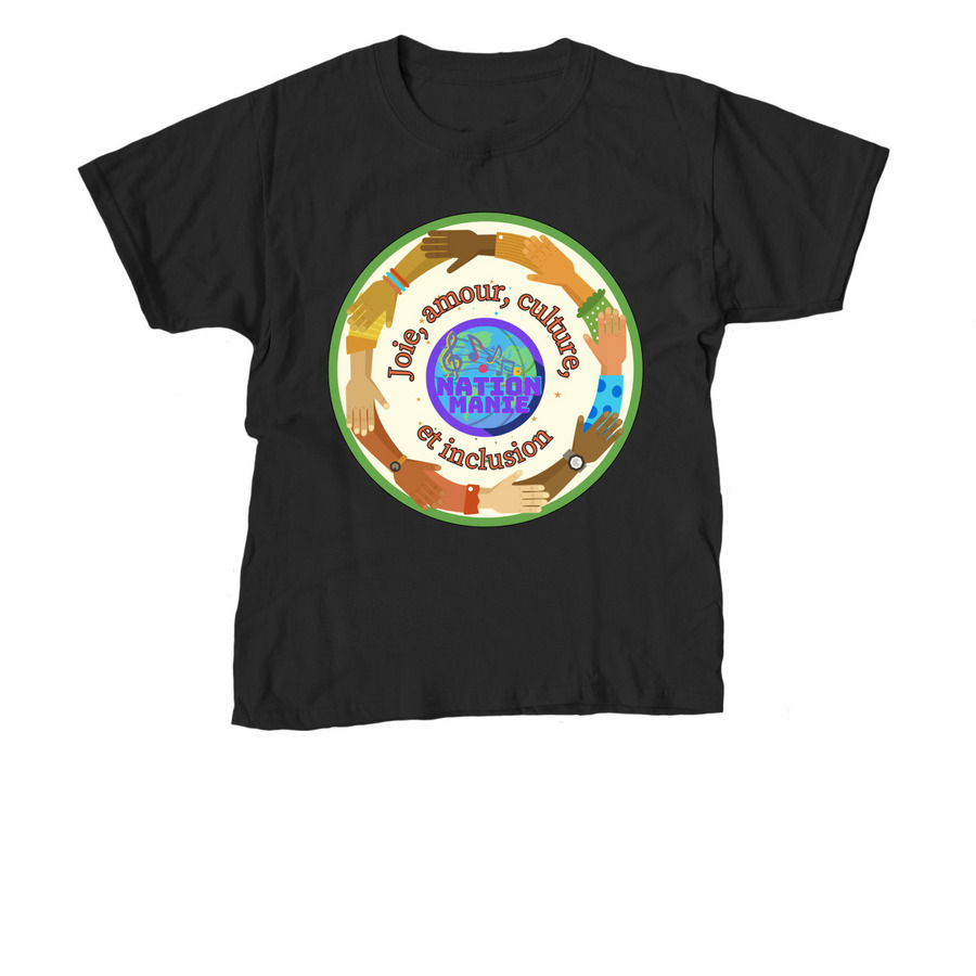 Joie, amour, culture, inclusion (w/hands), a Black Youth Unisex Tee