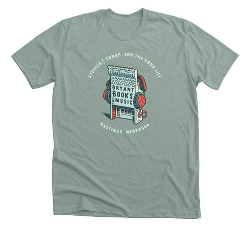 Bryant Books & Music Apparel, a Heather Sage Premium Unisex Tee