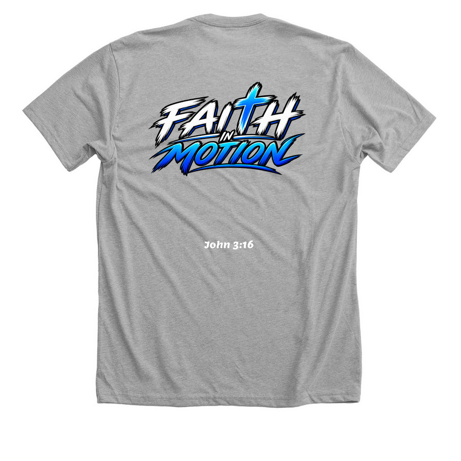 Faith in Motion ? Wear Your Faith.&nbsp;, a Athletic Heather Premium Unisex Tee (back-view)