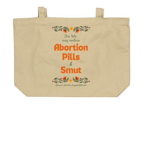 Abortion Pills Tote, a Oyster Large Organic Cotton Tote Bag