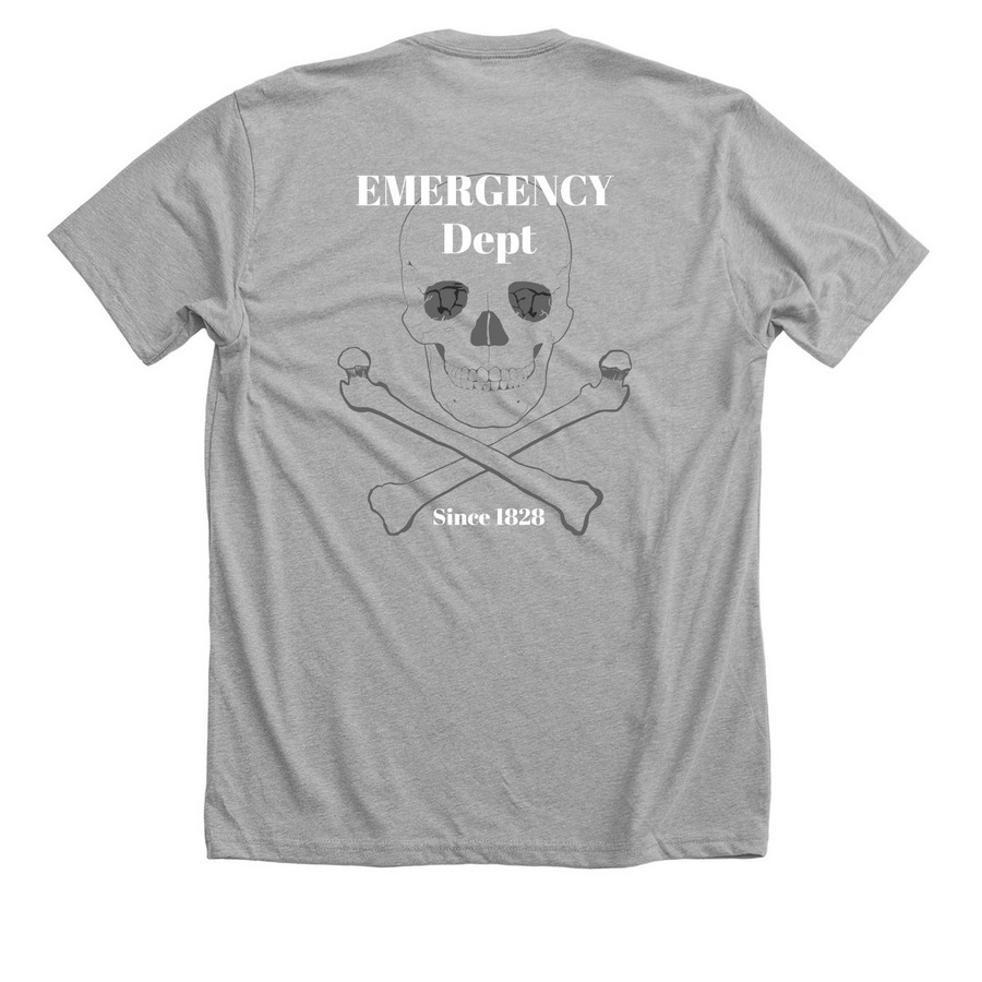 MCG ED Skull and Bones, a Athletic Heather Premium Unisex Tee (back-view)