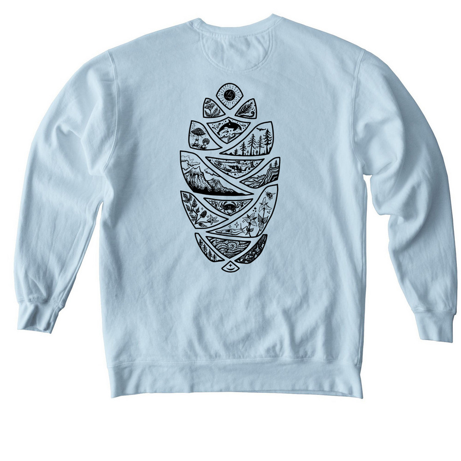 Ecosystems of Puget Sound, a Chambray Comfort Colors Crewneck Sweatshirt (back-view)