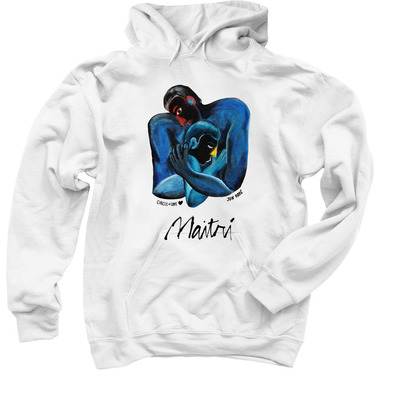 Circle of Love, a White Pullover Hoodie