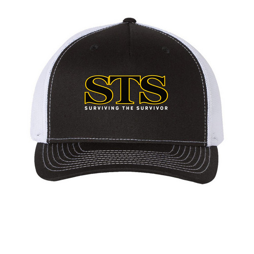 STS Trucker Hat, a Black/ White Printed Five-Panel Trucker Cap