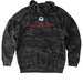 Red Dress Design by Dustin Newman, a Black Camo Heavyweight Camo Pullover Hoodie (back-view)