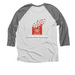 red logo basic shirts front and back&nbsp;, a Premium Heather and Heather White 3/4 Sleeve Baseball Tee (back-view)