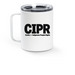 CIPR Travel Mug, a White Stainless Steel Travel Mug (back-view)