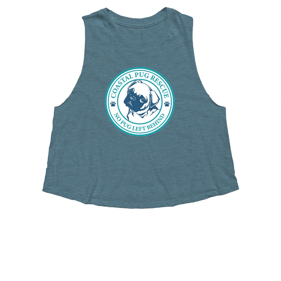 Coastal Pug Rescue Logo Tank, a Heather Deep Teal Women's Cropped Racerback Tank