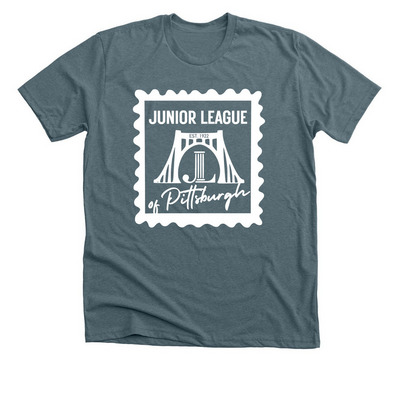 JLP Postage Stamp, a Heather Slate Premium Unisex Tee