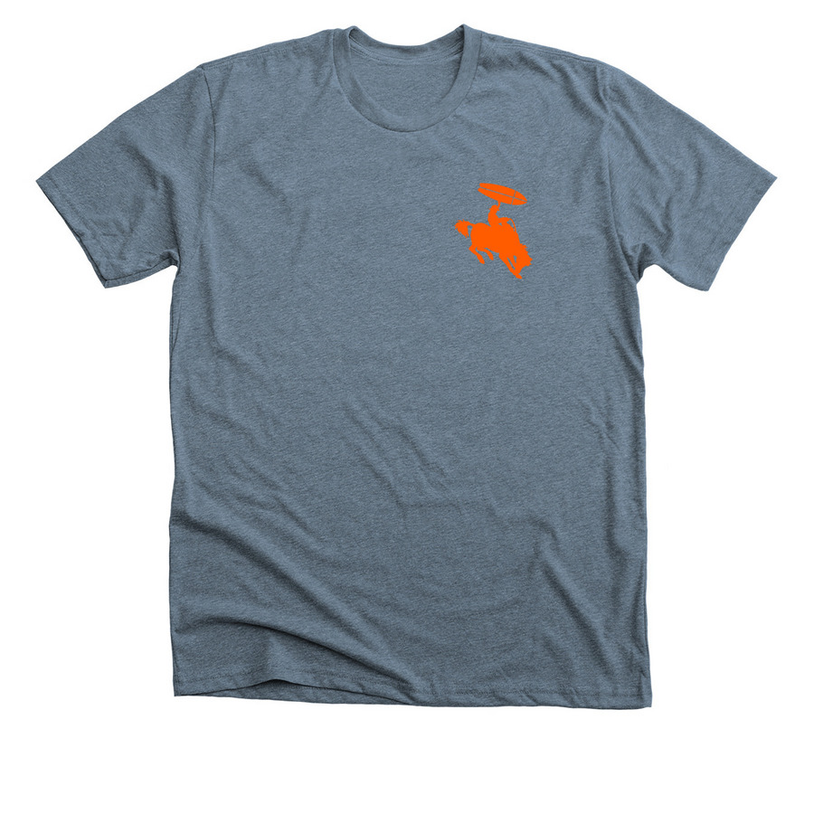 Western (Orange Font), a Heather Slate Premium Unisex Tee